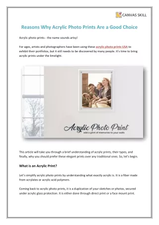 Why Acrylic Photo Prints Are a Good Choice
