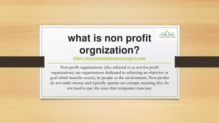 what is non profit orgnization https