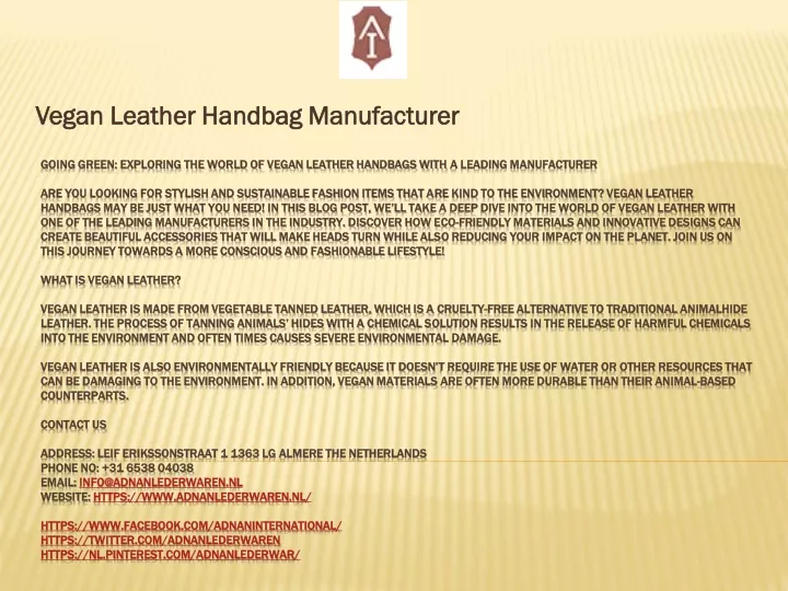 vegan leather handbag manufacturer