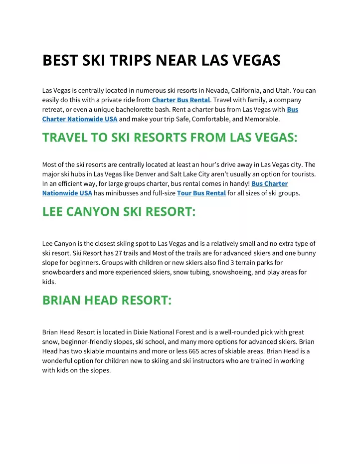 best ski trips near las vegas