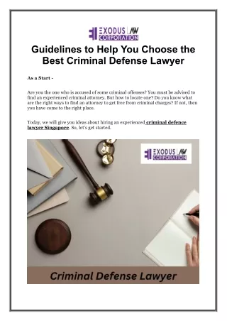 Hire An Experienced Criminal Defence Lawyer In Singapore