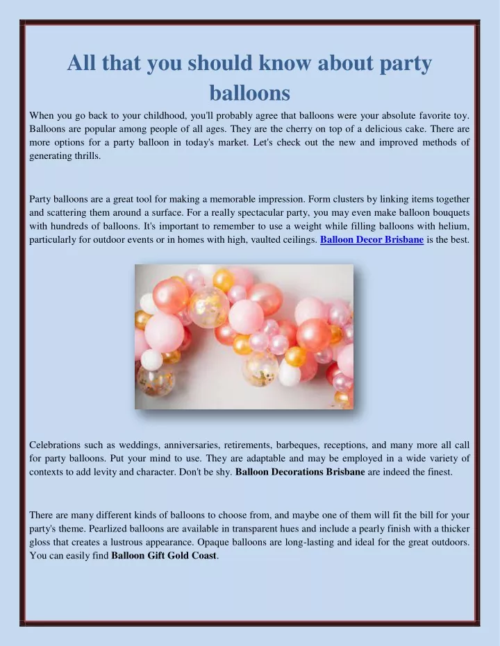 all that you should know about party balloons