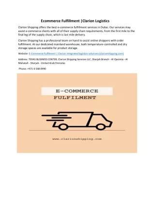 ecommerce fulfillment clarion logistics