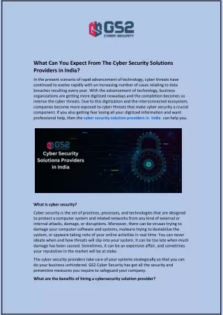 What Can You Expect From The Cyber Security Solutions Providers in India?