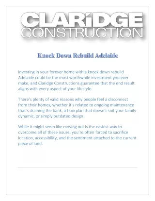 Knock Down Rebuild Adelaide PDF