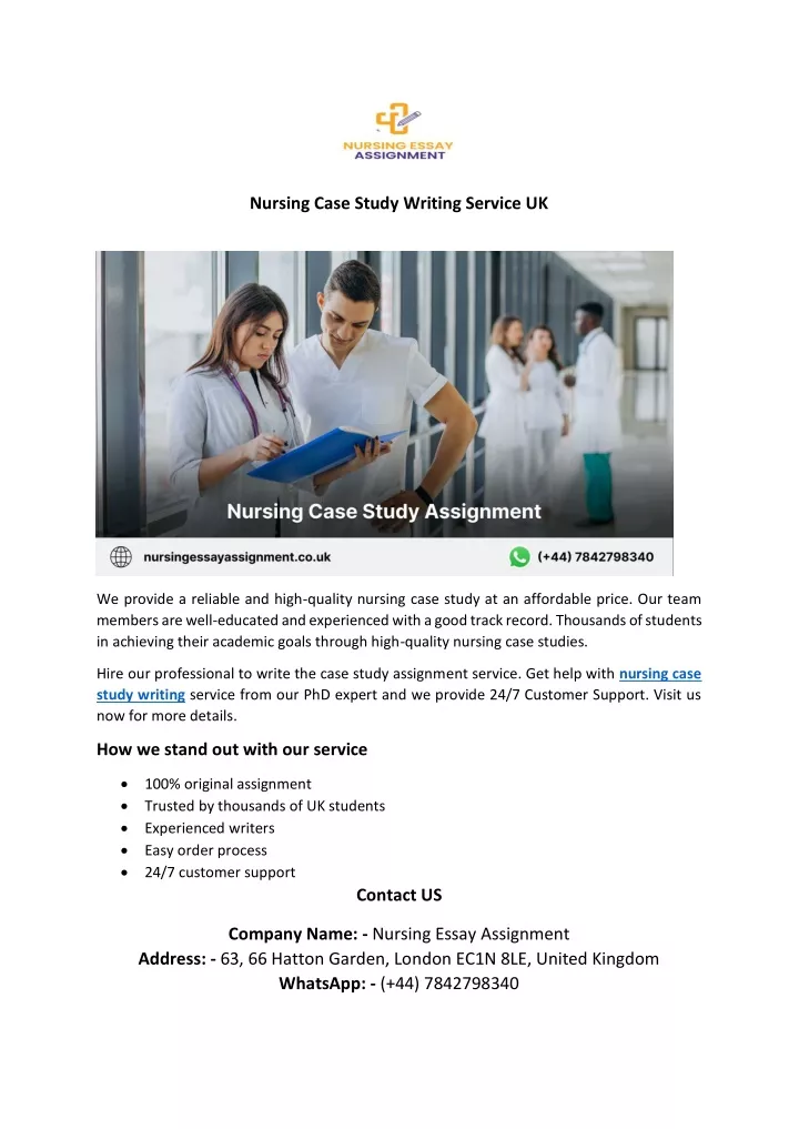 nursing case study writing service uk