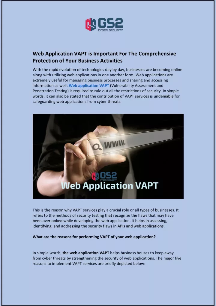 web application vapt is important