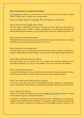 how to calculate the car insurance premium