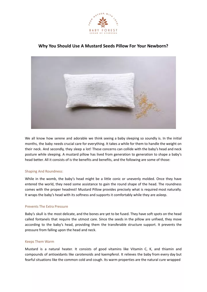 why you should use a mustard seeds pillow