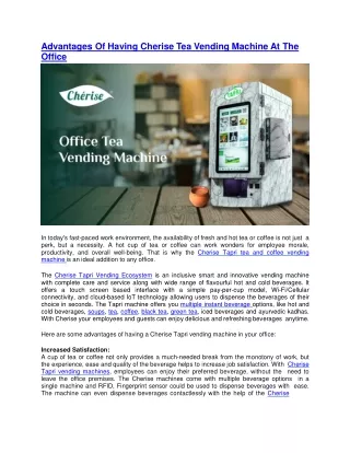 advantages of having cherise tea vending machine