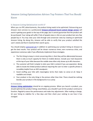 amazon listing optimization advises top pointers