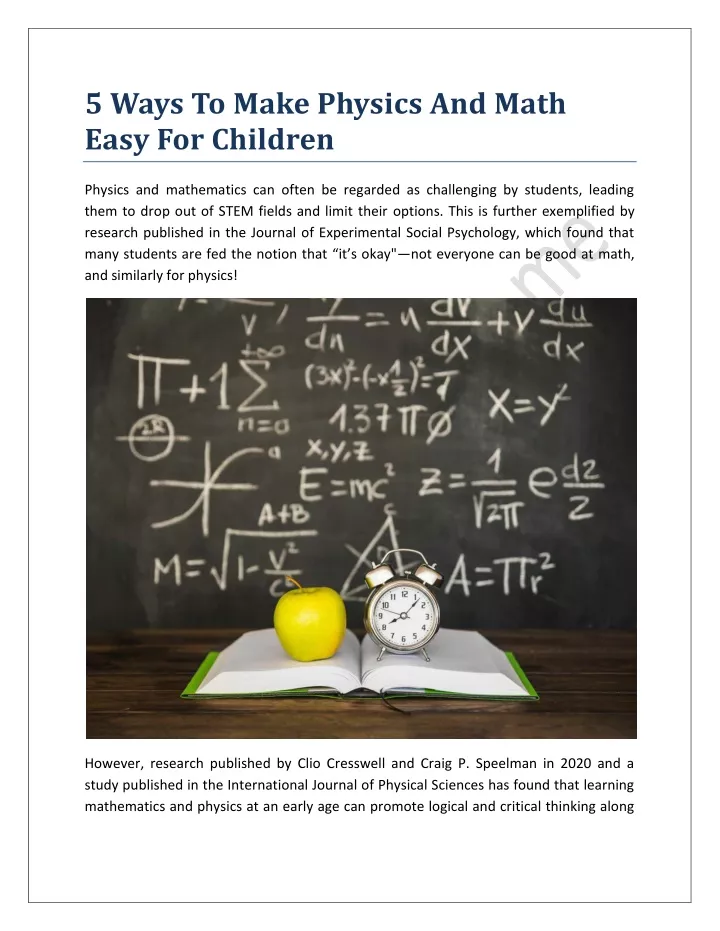 5 ways to make physics and math easy for children