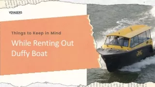 Things to Keep in Mind While Renting Out Duffy Boat