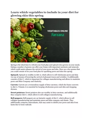 learn which vegetables to include in your diet