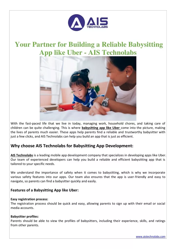 your partner for building a reliable babysitting