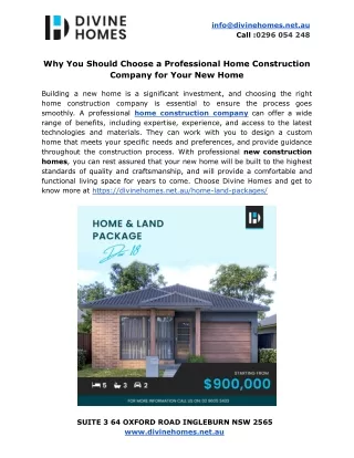 Why You Should Choose a Professional Home Construction Company for Your New Home
