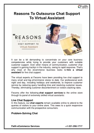 reasons to outsource chat support to virtual