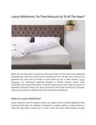 Luxury Mattresses Do They Measure Up To All The Hype