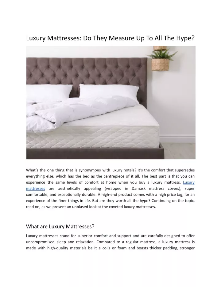 luxury mattresses do they measure