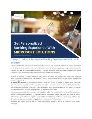 5 Ways To Deliver A Personalized Banking Experience With Microsoft Solutions