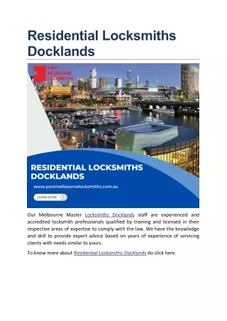 residential locksmiths docklands