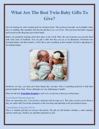 What Are The Best Twin Baby Gifts To Give?