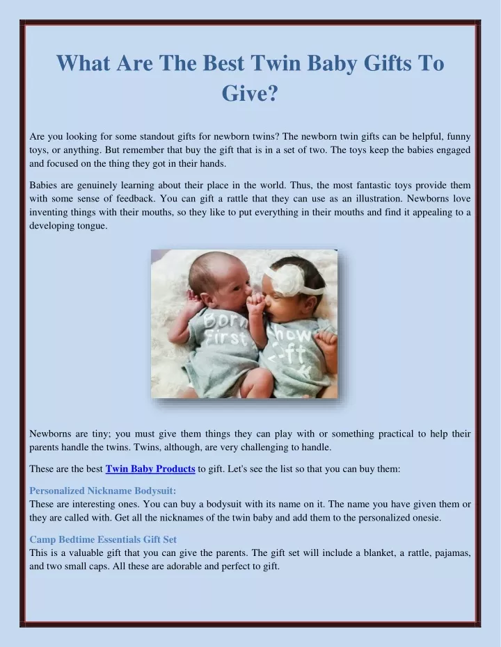 what are the best twin baby gifts to give