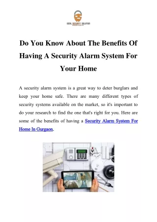 Security Alarm System For Home In Gurgaon Call-8467096239