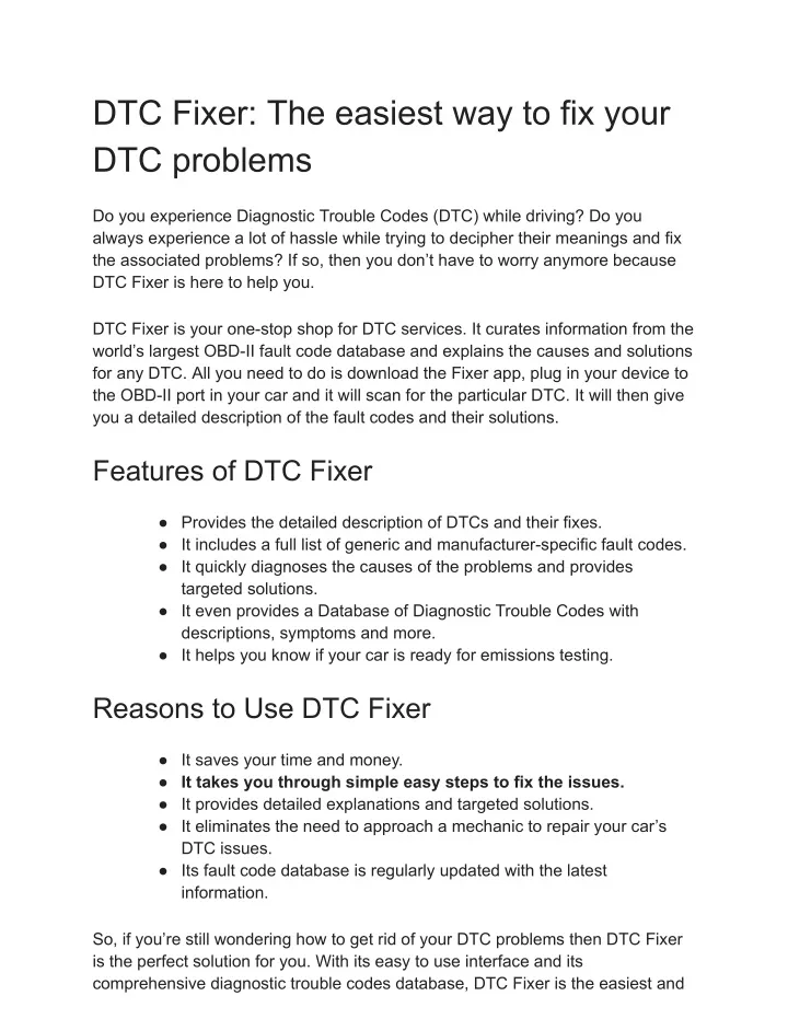 dtc fixer the easiest way to fix your dtc problems
