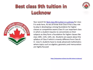 Best class 9th tuition in Lucknow