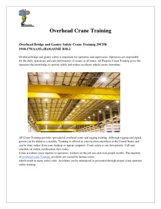 Overhead Crane Training