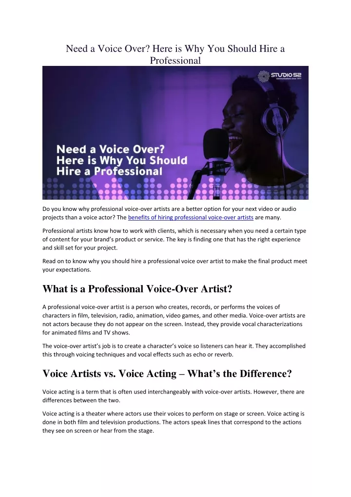need a voice over here is why you should hire