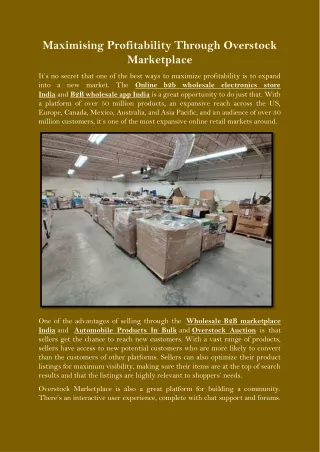 maximising profitability through overstock