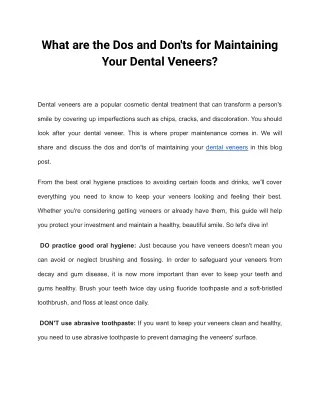What are the Dos and Don'ts for Maintaining Your Dental Veneers_