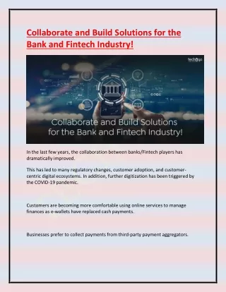 collaborate and build solutions for the bank