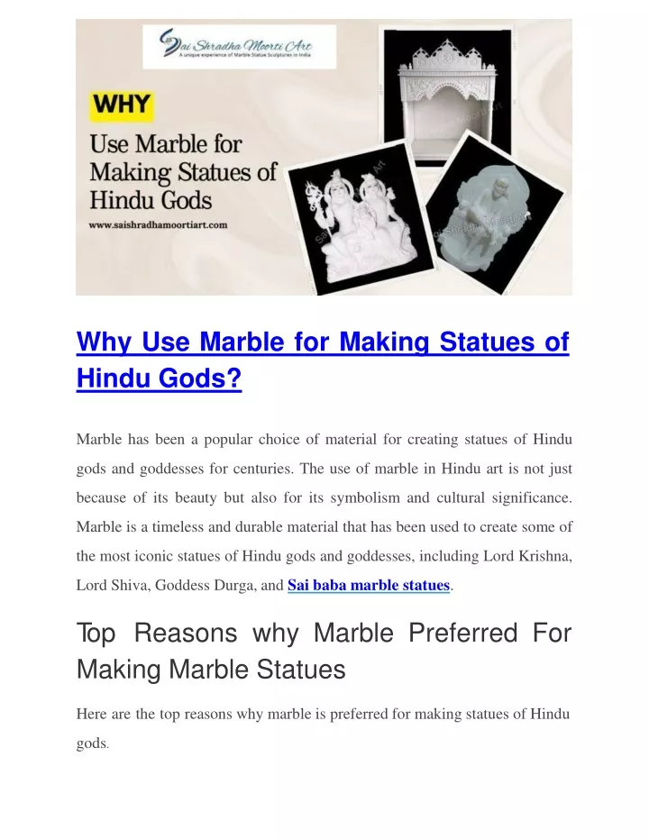 why use marble for making statues of hindu gods