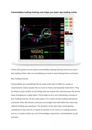 Commodities trading training now helps you learn day trading online