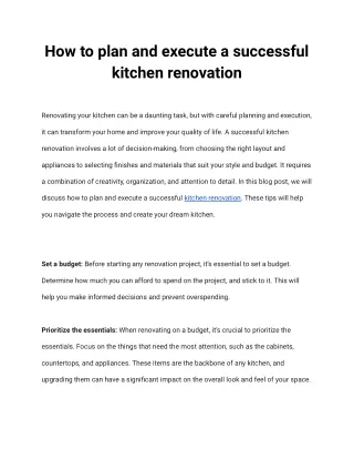 How to plan and execute a successful kitchen renovation