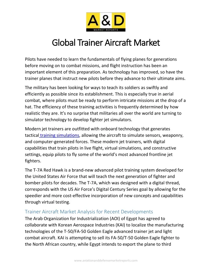 global trainer aircraft market global trainer