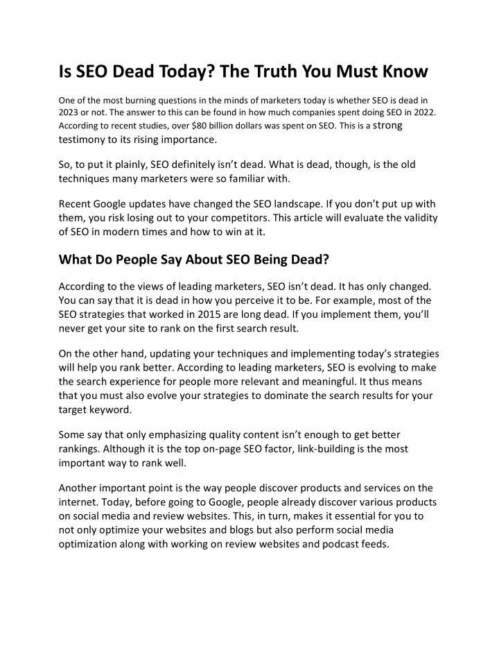 is seo dead today the truth you must know