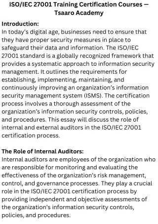 iso iec 27001 training certification courses