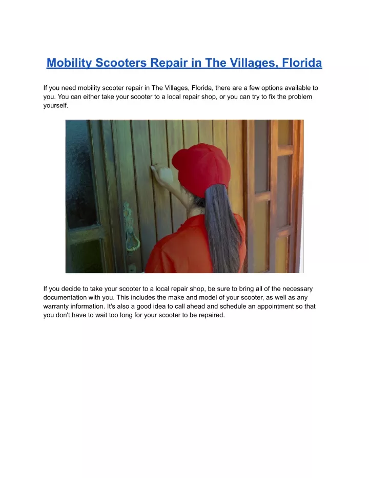 mobility scooters repair in the villages florida