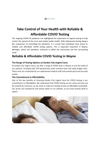 Take Control of Your Health with Reliable & Affordable COVID Testing