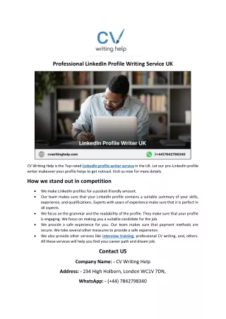 Professional LinkedIn Profile Writing Service UK