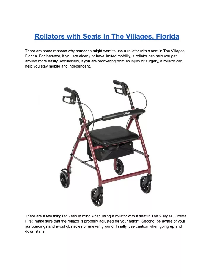 rollators with seats in the villages florida