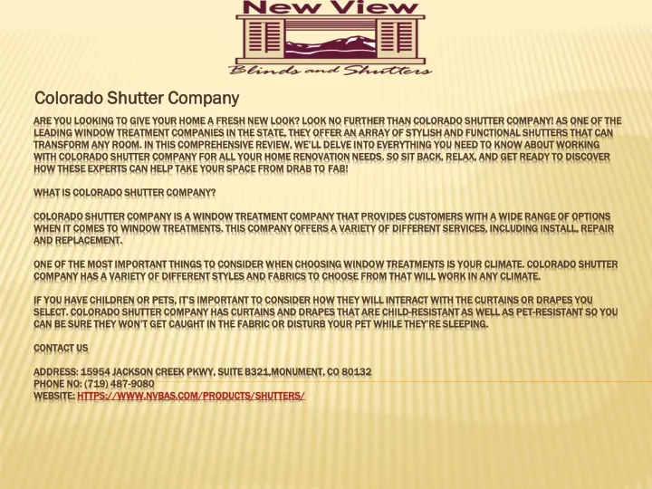 colorado shutter company