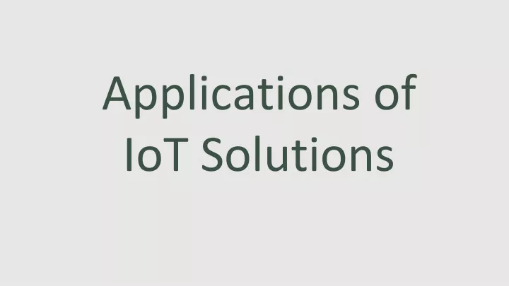 applications of iot solutions