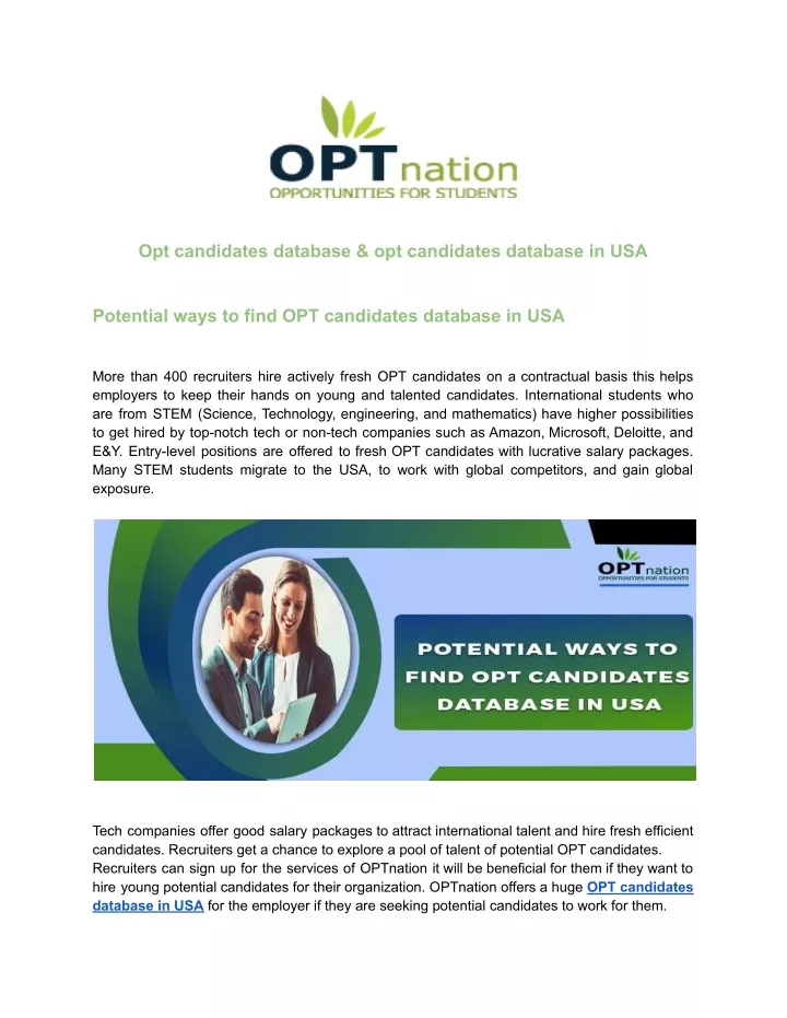 opt candidates database opt candidates database