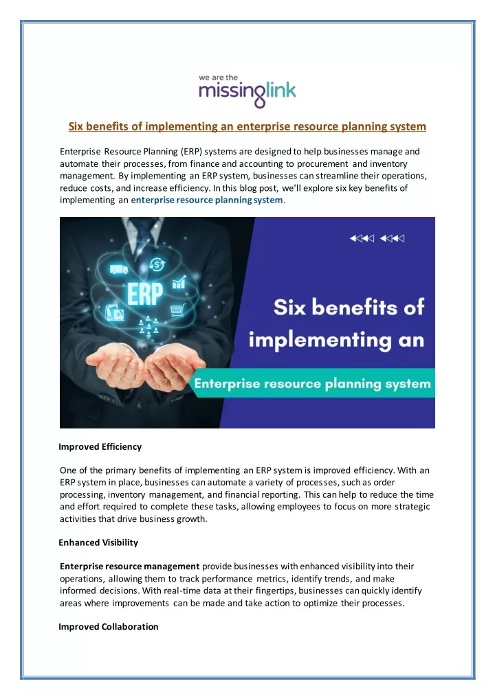 six benefits of implementing an enterprise