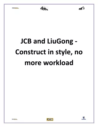 JCB and LiuGong - Construct in style, no more Workload